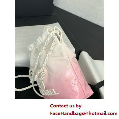 Chanel Patent Gradient Calfskin  &  Lacquered Metal 22 Mini Handbag AS3980 White  &  Light Pink 2025